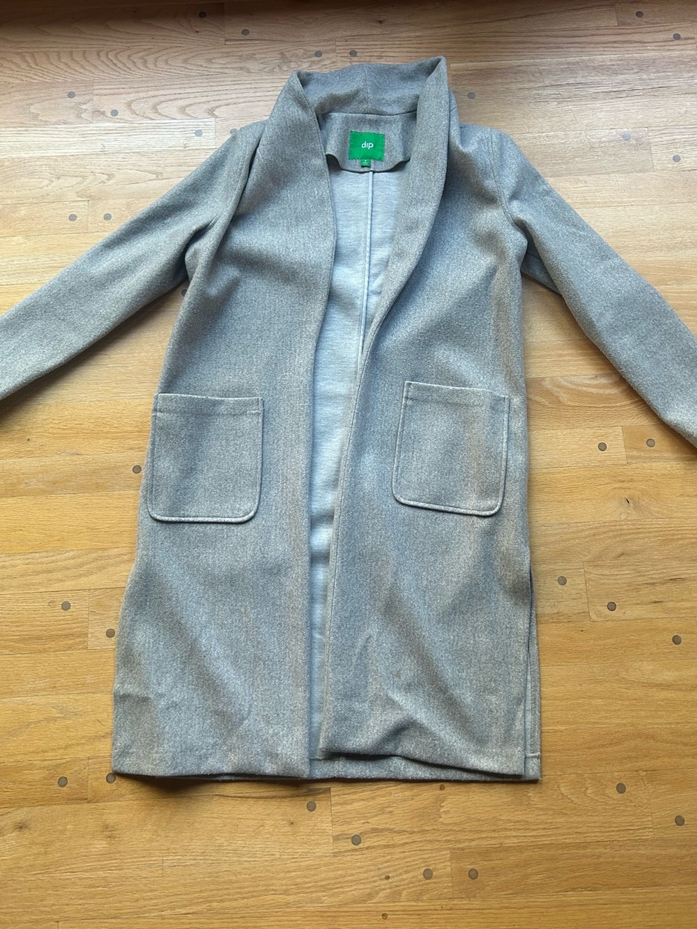dip Light Gray Open-Front Trench Coat